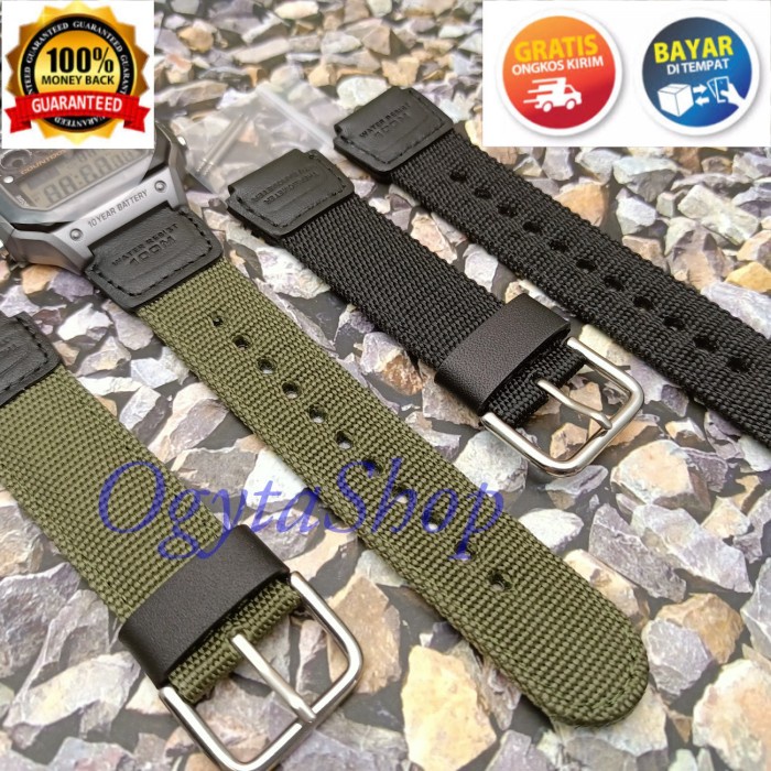 COD Tali Jam Casio AE-1000W AE-1200WH AE-1300WH W-S200H W-800H Original - Kanvas Hijau KADO