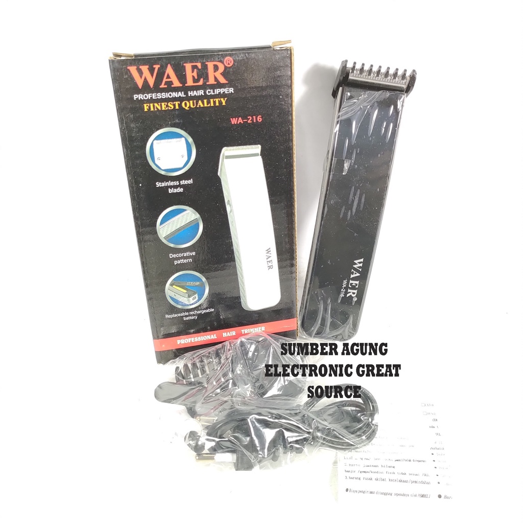 Waer Pemotong Rambut Pria WA216 Profesional Hair Clipper Cas Charge Sepatu Lengkap