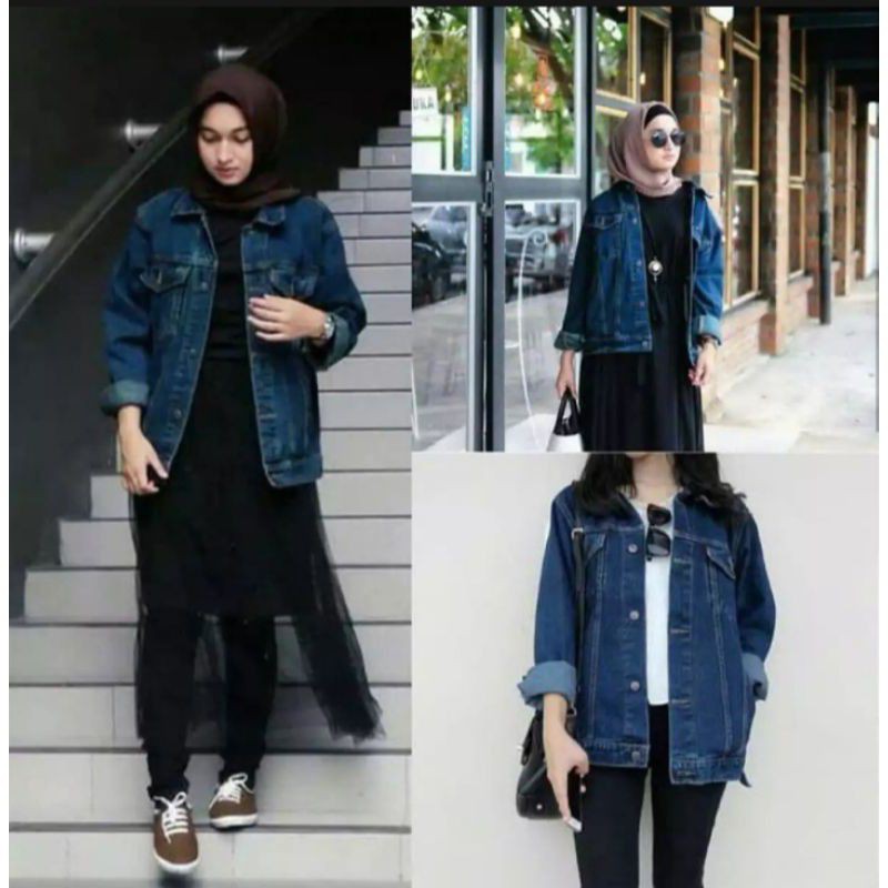 JAKET JEANS CEWEK || JAKET JEANS WANITA SANDWASH BLACK PREMIUM