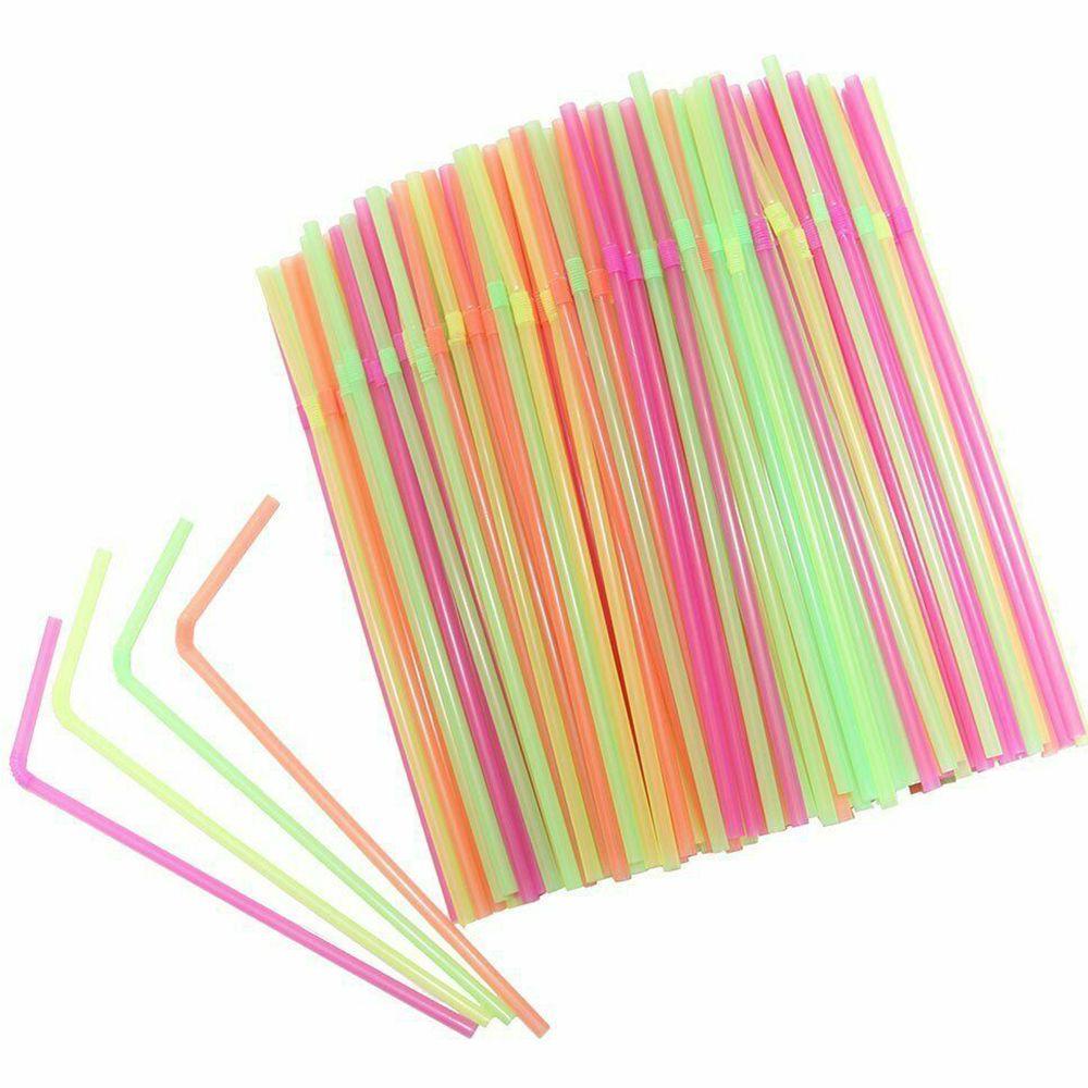 Chookyy 100Pcs Plastik Lengkung Baru Disposable Bar Party Extra Long