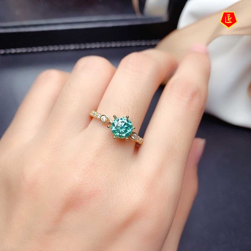 [Ready Stock]Creative Personality Green Moissanite Ring