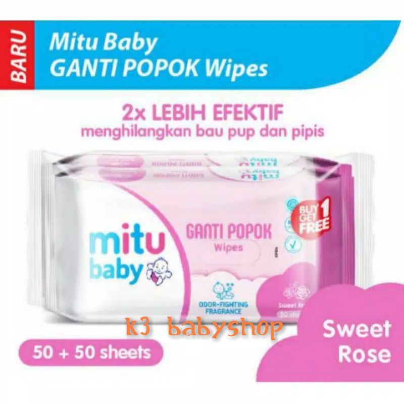 Tissue Basah Mitu Baby Ganti Popok Wipes 50s buy 1 get 1 free wet tissue tisu bayi baby wipes