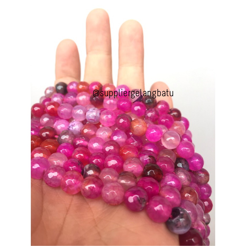 bahan batu 8mm Purple Agate cutting aksesoris facet gelang kalung ungu agatis supplier gelang kalung