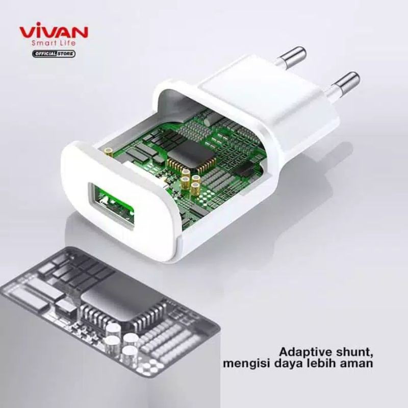 (ORIGINAL 100%)VIVAN Adaptor Charger Power Oval 3.0 18W Batok Quick Charge 3A Fast Charging