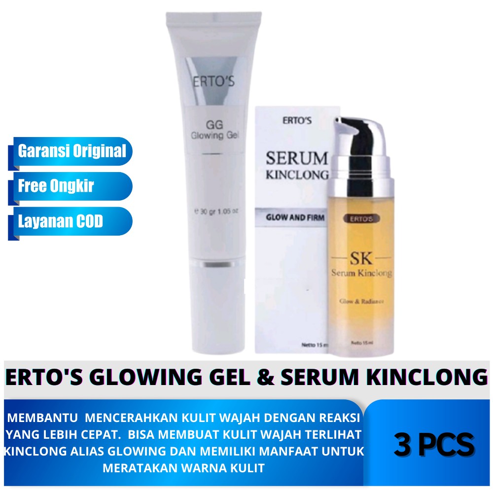 Ertos Paket Glowing Gel Serum Kinclong SK Original BPOM 2IN1 - Pemutih Wajah Glowing BPOM