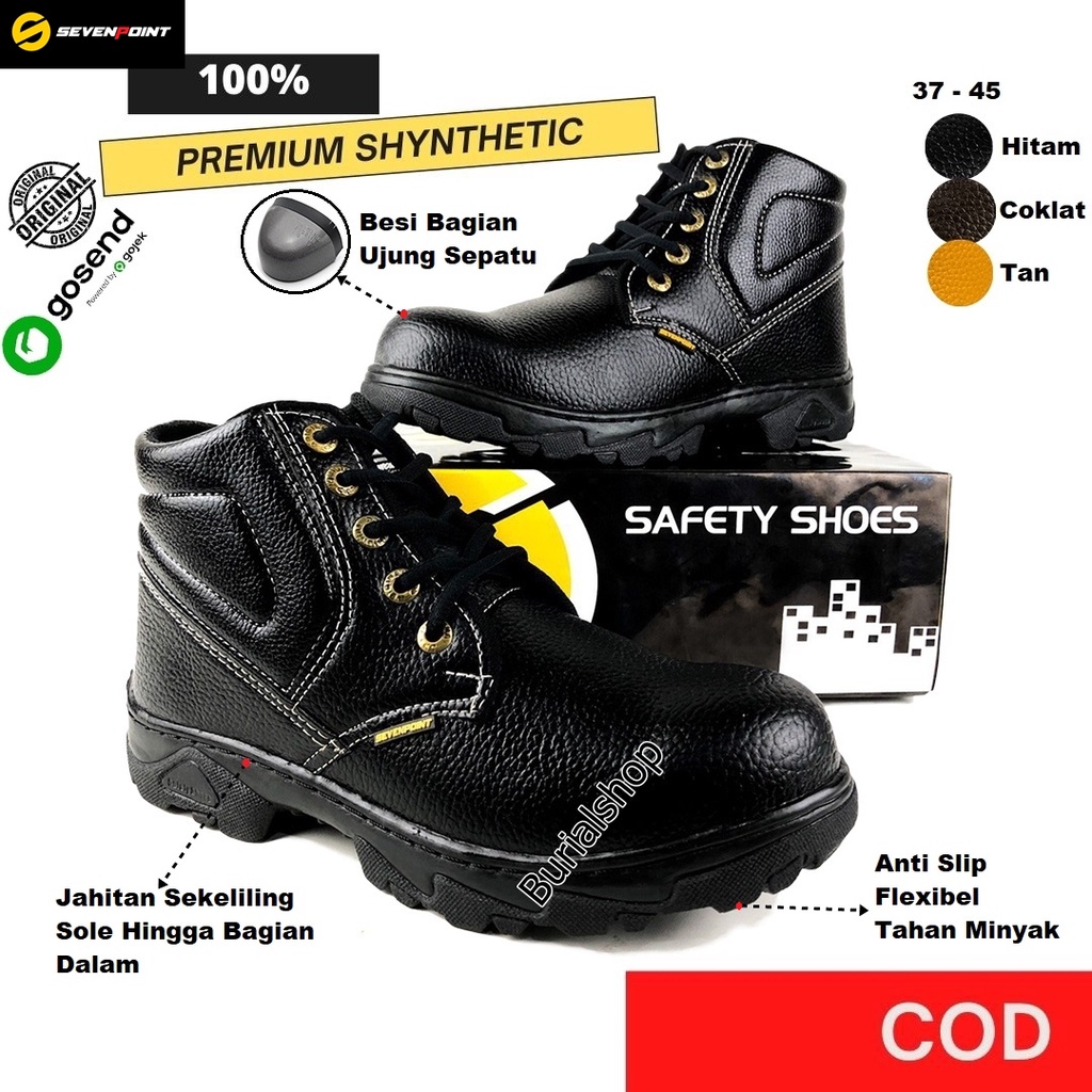 Sepatu Safety Boots Original Ujung Besi Original  Pria Wanita Septi Sefty Kerja Lapangan Proyek BS