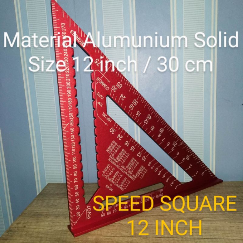 

PREMIUM Speed Square 12 Inch Besar 30 cm Penggaris Segitiga Woodworking MERAH metalik