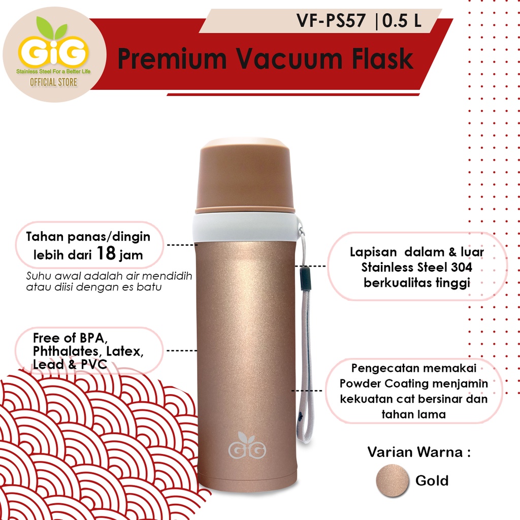 Termos GIG Baby Premium Vacuum flask Termos 500 Ml Tipe VF-PS57 / Tumbler / Stainless Steel