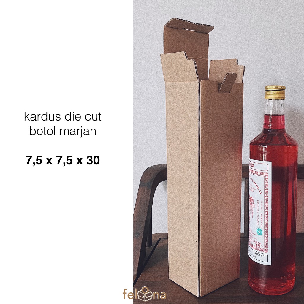 

Kardus Packing Botol Die Cut 7.5x7.5x30 Botol Marjan 600 ml