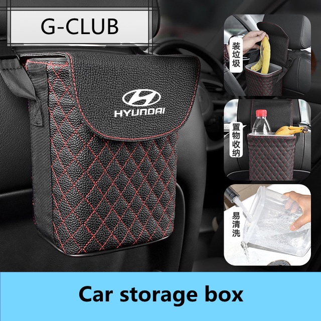 (G-CLUB) Tempat Sampah Bahan Kulit Tahan Air Untuk Mobil Hyundai Motor