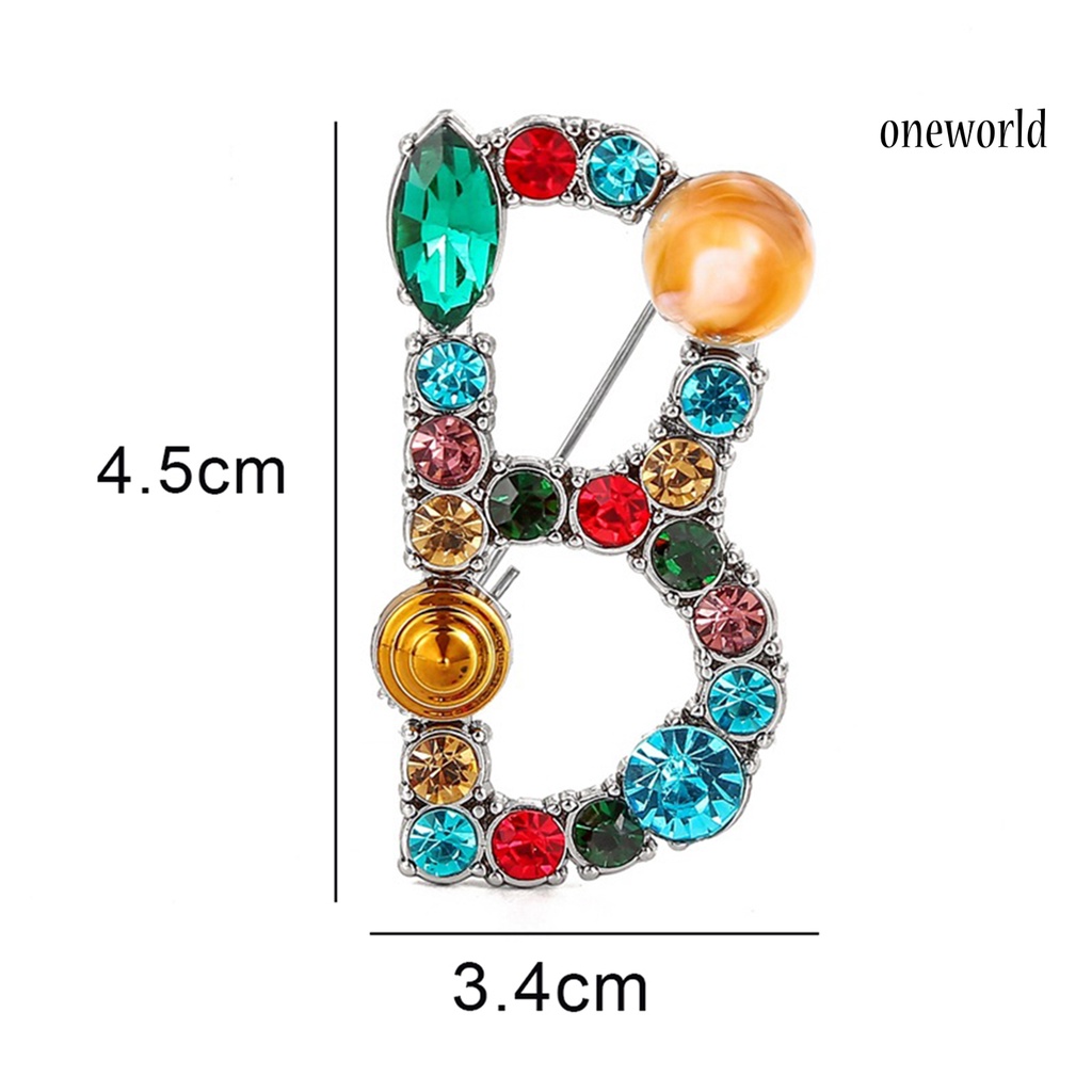 OW@ Brooch Exquisite Beautiful Colorful Letter Brooch Pin for Banquet