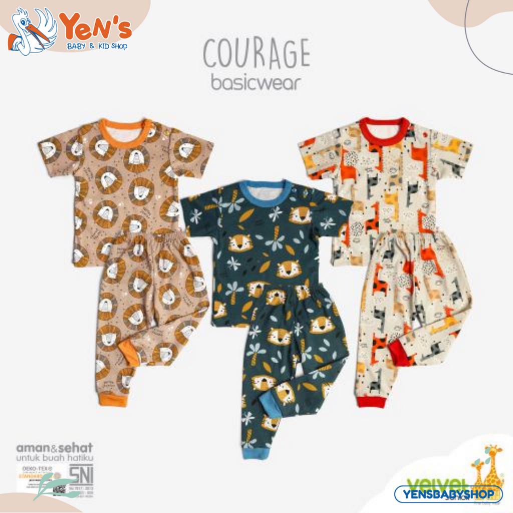 Velvet Junior Setelan Baju Anak Kancing Pundak Pendek Celana Panjang - BasicWear Courage