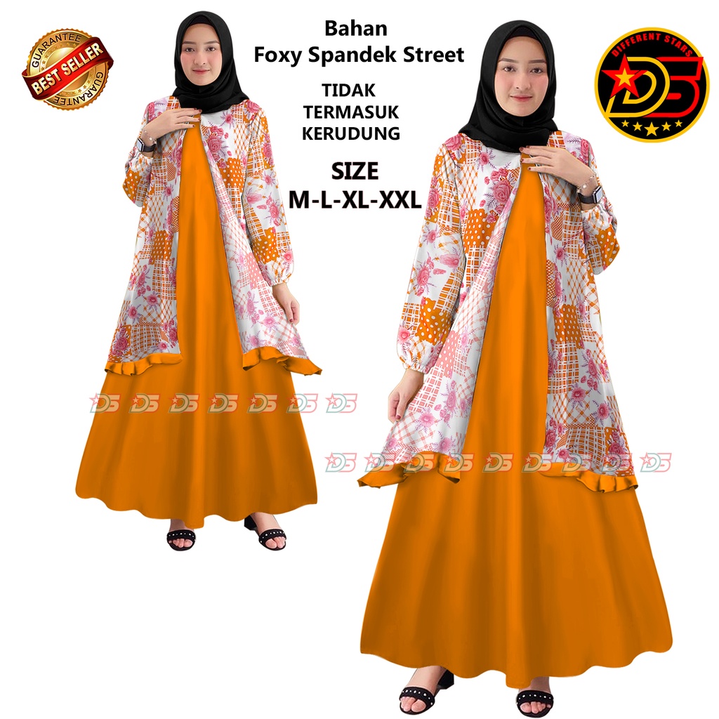 Gamis Wanita Rompi SHALSABILLA DS00031, Gamis wanita dewasa rompi, gamis dewasa motif bunga
