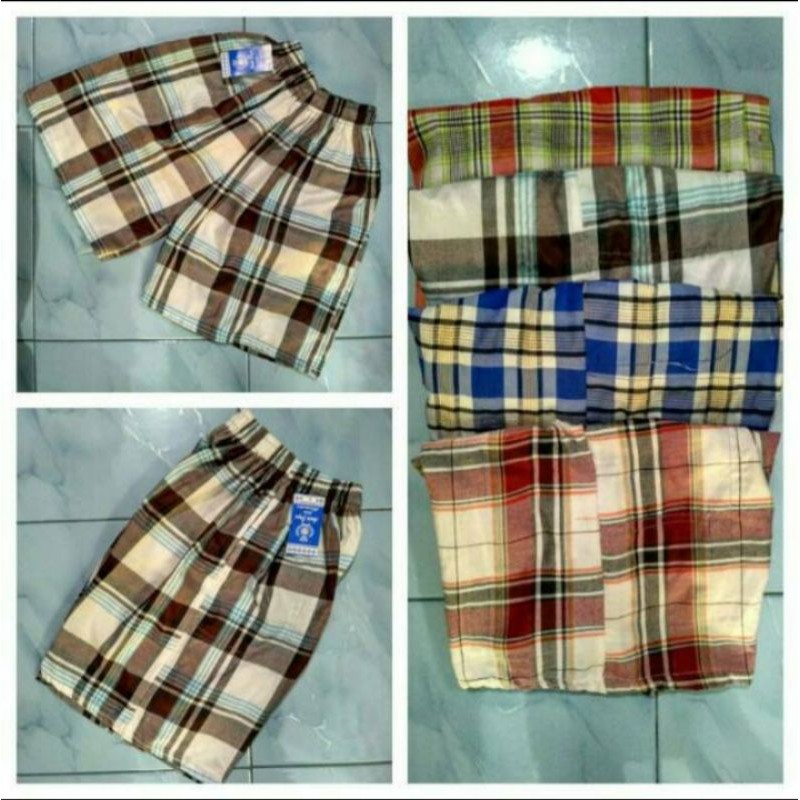 kolor pendek motif kotak | celana kolor motif sarung L XL XXL