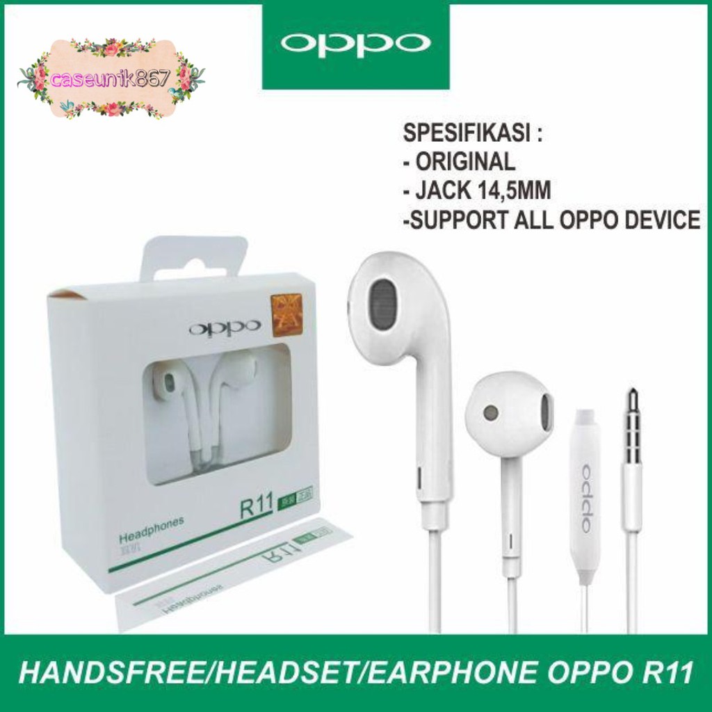 BM044 R11 Handsfree Headset Hf earphone Oppo dan Vivo packing original  Superbass +mic CS1609