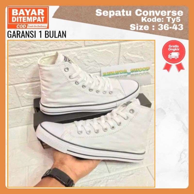 Sepatu Converse Pria Murah Sneakers Snekers Spatu Convers Wanita Putih Cewek Kekinian  Keren Terbaru