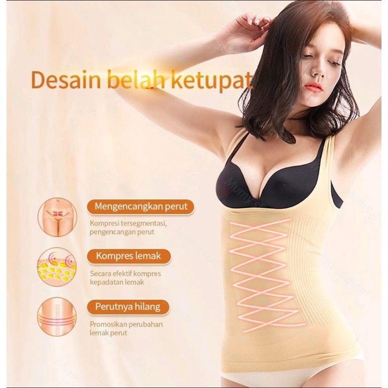 KORSET ATASAN SINGLET TANK TOP PELANGSING PERUT - BODY SHARPER WAIST TRAINER CORSET