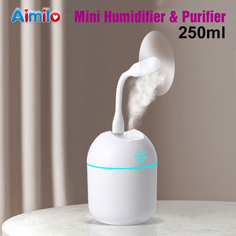 [Aimilo] Portable Humidifier Diffuser Mini Air Purifier USB Aromatherapy Essential Oil Difuser-1