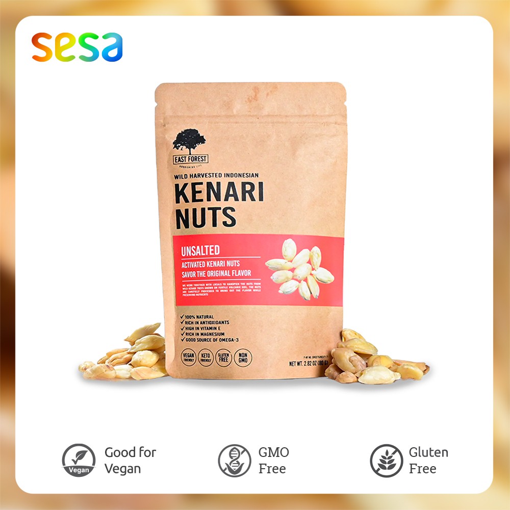 

EAST FOREST Kenari Nuts Unsalted 80gr - Snack Sehat Kacang