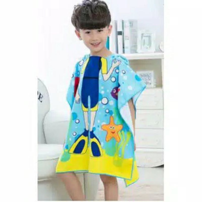 Handuk Ponco Karakter/ Handuk Anak/ Hoodie Towel