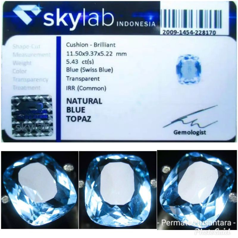 [ BAYAR DITEMPAT ] NATURAL SWISS BLUE TOPAZ MEMO SKY GEMS LAB