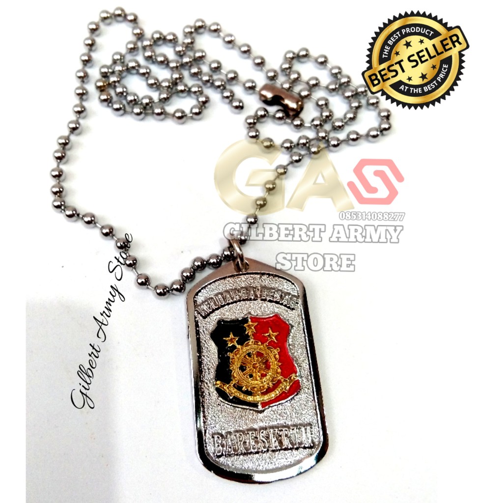 GILBERT ARMY STORE Kalung logo Bareskrim Titanium Crom Anti Karat Kalung Pria Tni Militer Murah