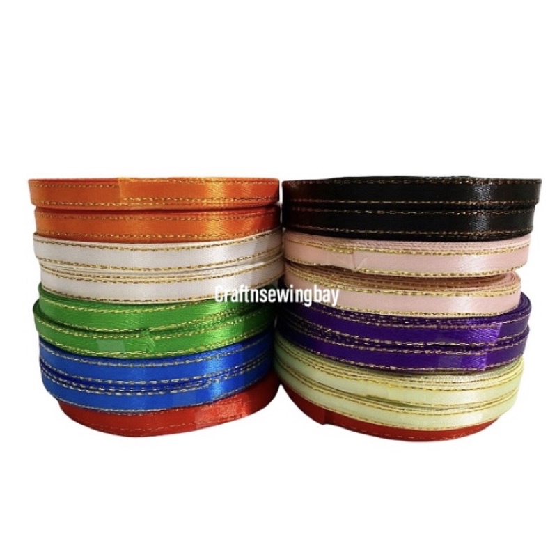 

Pita Satin Pinggiran emas 1/4 inch 0,6cm per roll