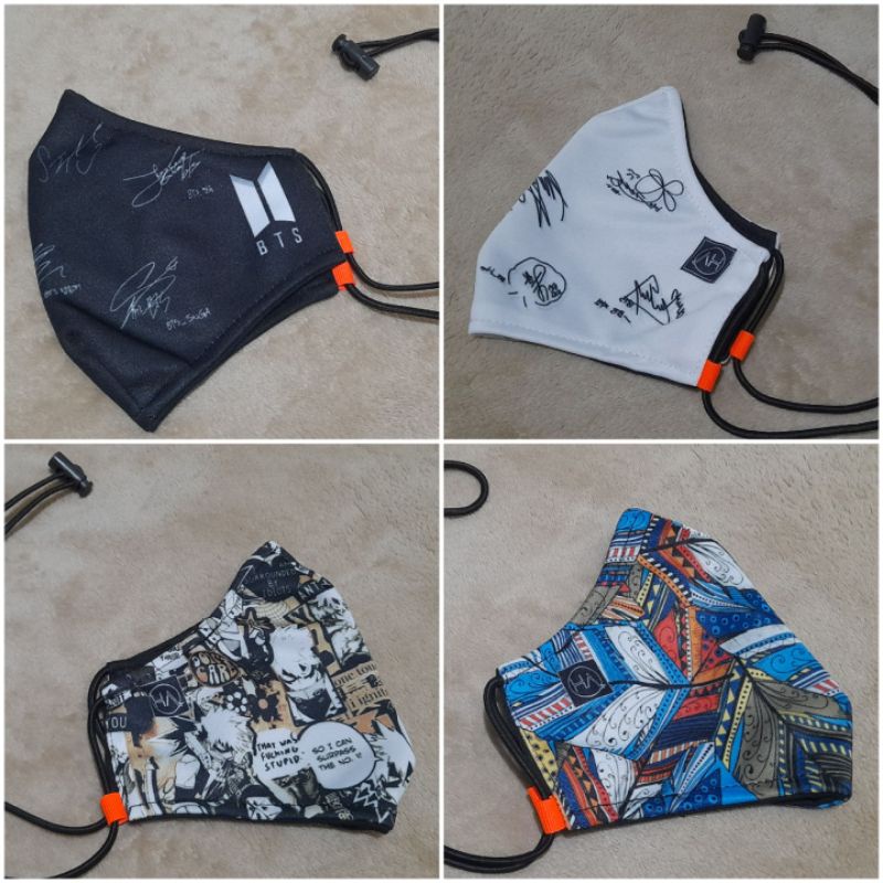 Masker Kain 3D Duckbill Premium 3 Ply Series Tali String Headloop Stopper Adjustable