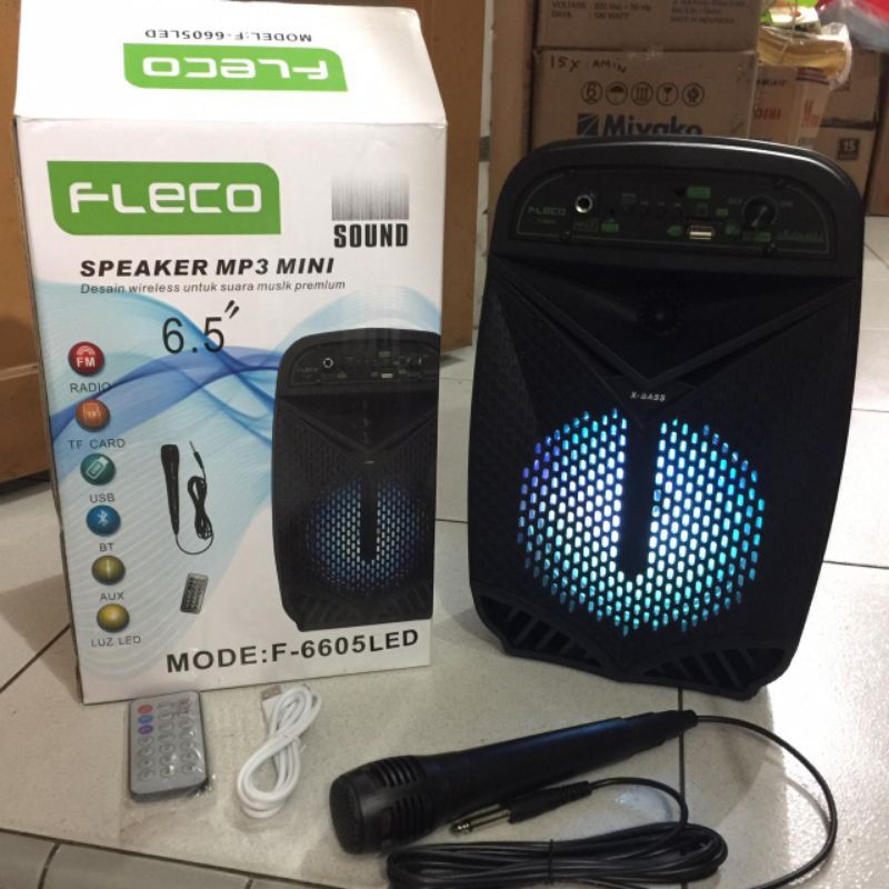 Speaker 6.5&quot; Fleco F-6605 LED ( BONUS MIC ) / Bluetooth Radio USB AUX