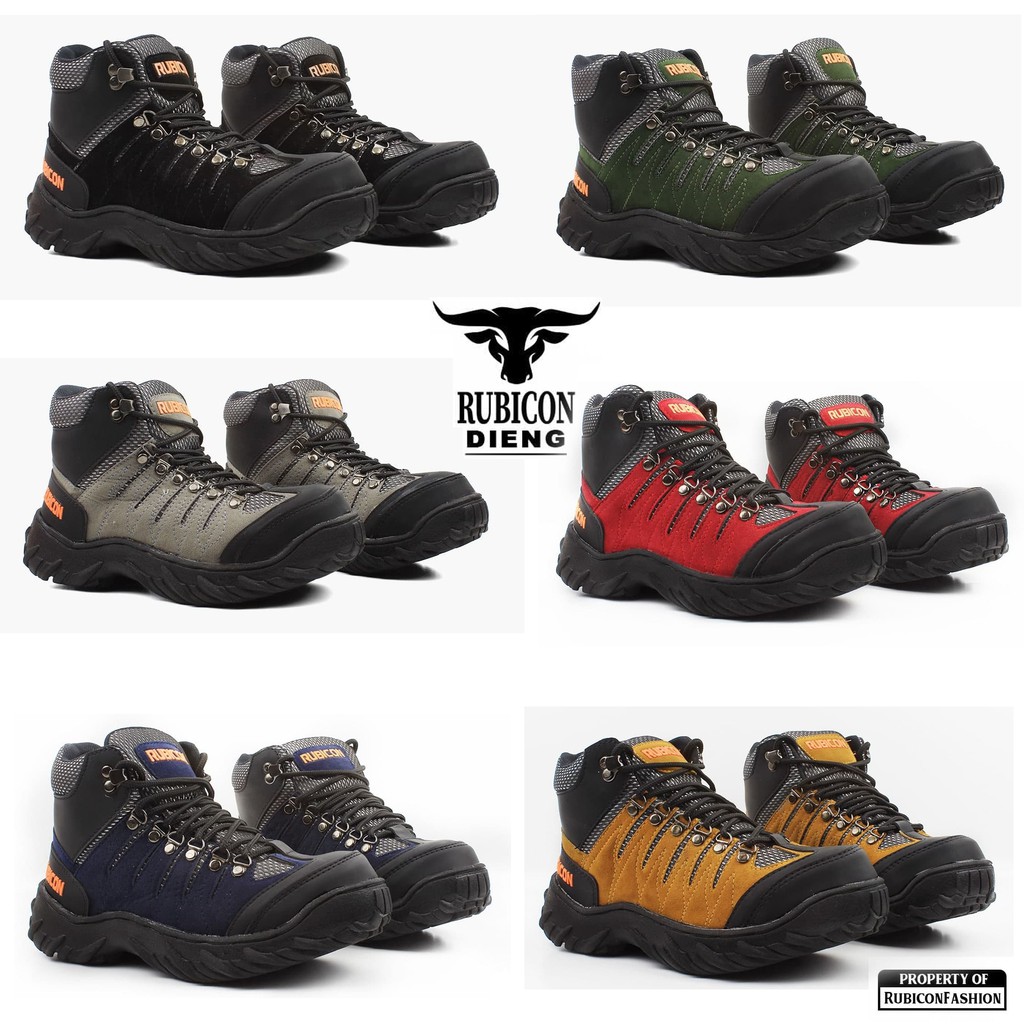 RUBICON DIENG HIGH - SEPATU GUNUNG HIKING SAFETY UJUNG BESI BOOTS TINGGI KARET KULIT SINTETIS 39-43