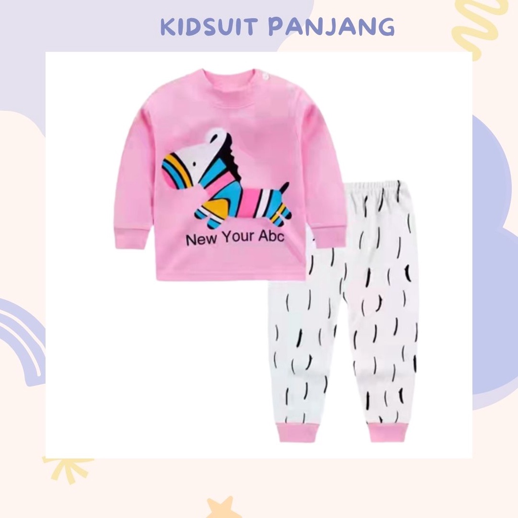 HappyOliver KIDS SUIT PANJANG H5 Setelan Anak Bahan Kaos Lengan Berkualitas Import cewek cowok NEW6