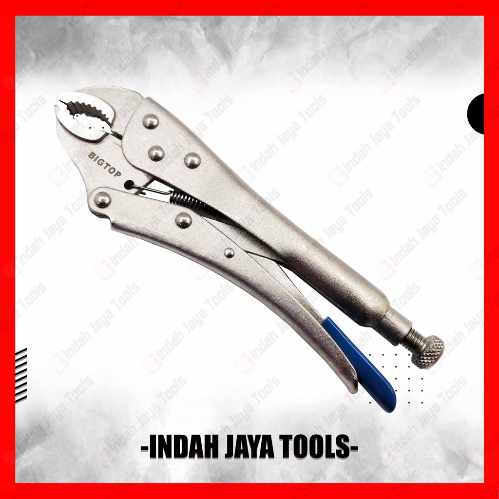 BIGTOP 4322-100 Tang Buaya Bulat 10 Inch Bengkok Locking Plier Jaw