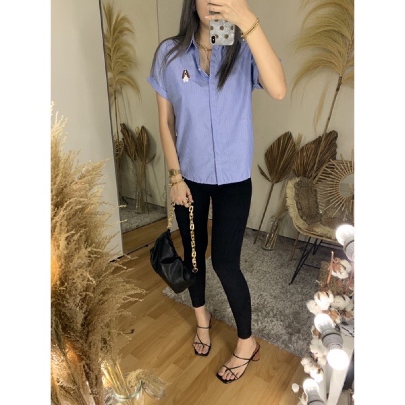 VOUZY || KEMEJA SALUR WANITA LENGAN PENDEK PL DAN HP / KEMEJA KANTOR WANITA / KEMEJA HP / KEMEJA PL