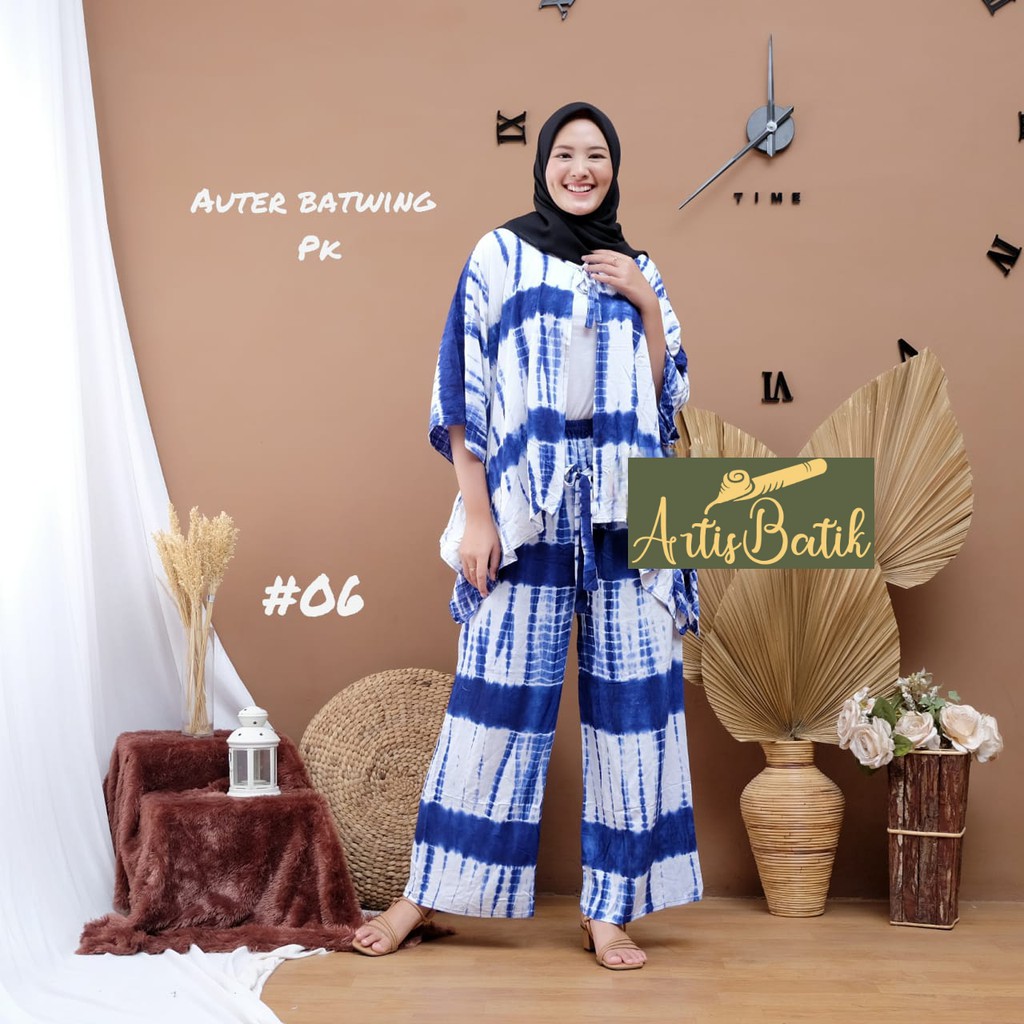 SETELAN CELANA OUTER BATWING #06 SETELAN RAYON JUMBO SETELAN CELANA SHIBORI SETELAN JUMPUTAN OUTER