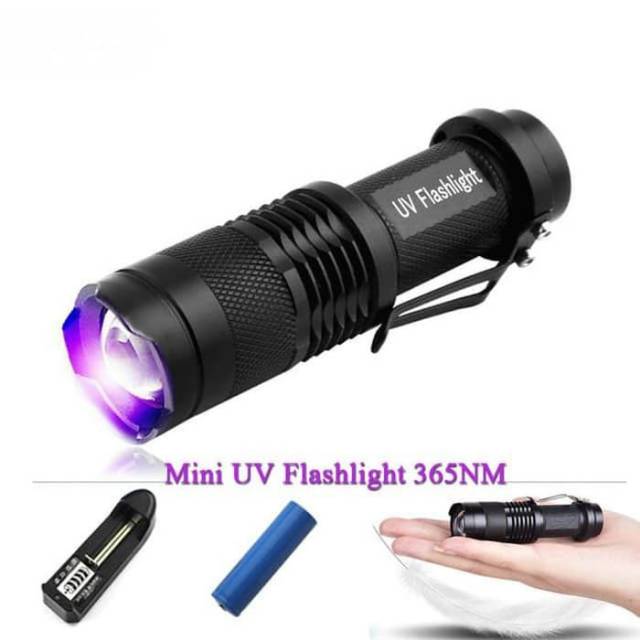 Senter Sinar Ultraviolet UV Alat Mendeteksi Cek Uang Asli Palsu / Senter LED cree Q5 395 Ultraviolet