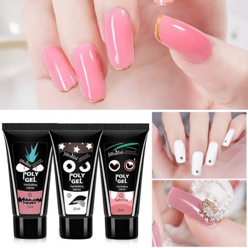 JILLRADIA 15ml Polygel nail extension / POLYGEL ACRYLIC GEL 15ml / ACRYL GEL Poly Gel Nail extention / Gel Extension Kuku 15ml