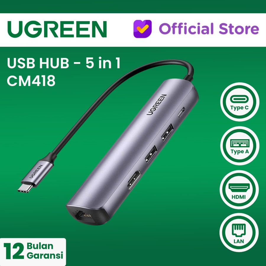 UGREEN 5in1 USB HUB 3.0 Multi Port USB-C