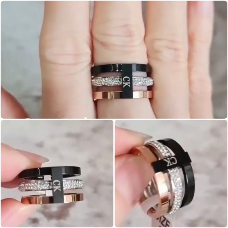 Cincin Titanium asli Rosegold bahan tebal Anti karat Ring Stainless steel ori Premium Quality Ct03