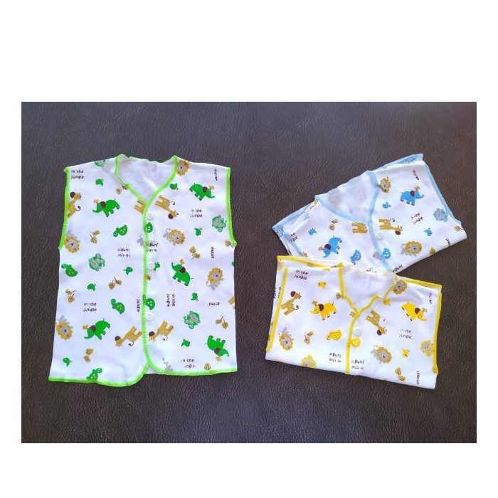 Baju bayi Kutung Tanpa Lengan Motif Newborn 6 pcs