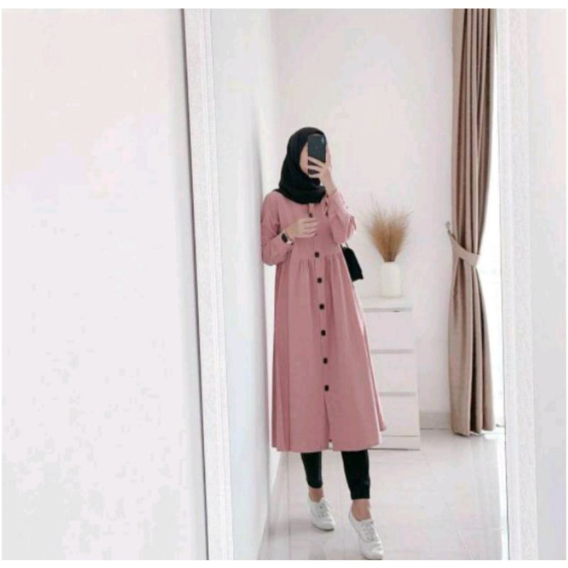 TUNIK NEDA DZUVIA / BAJU ATASAN LONG TUNIK REMAJA MUSLIM BUSUI  ADEM NYAMAN POLOS