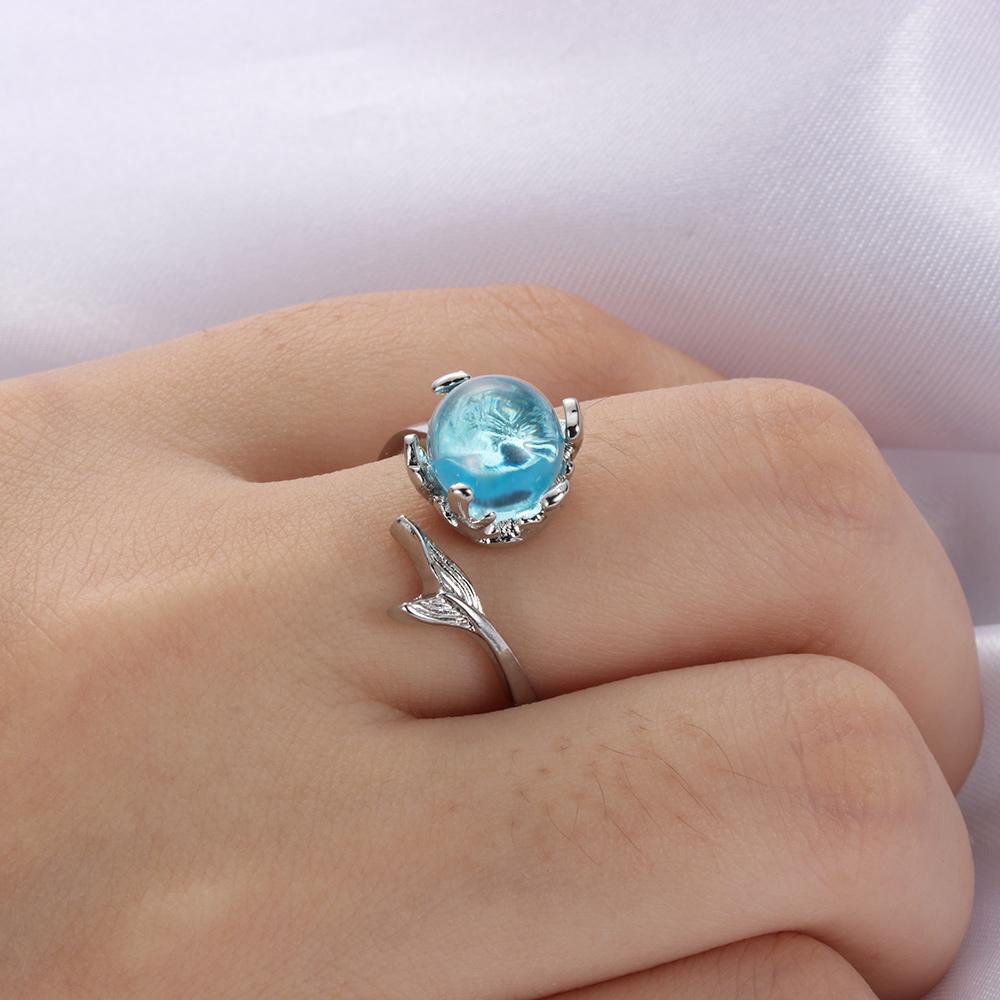 Lily Mermaid Gelembung Cincin Fashion Gadis Hadiah Perhiasan Ukuran Yang Dapat Disesuaikan