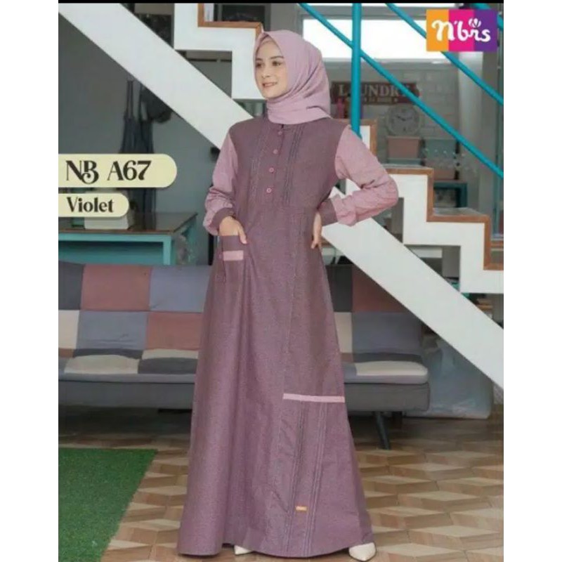 Gamis Nibras. NB A67 Violet / Green @milihijab