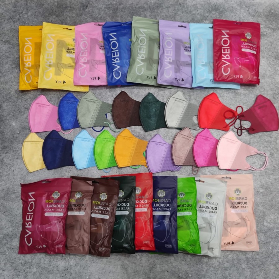 Masker DUCKBILL 4PLY CAREION Medis Garis model sensi Rainbow Nude BFE 95% Surgical Mask