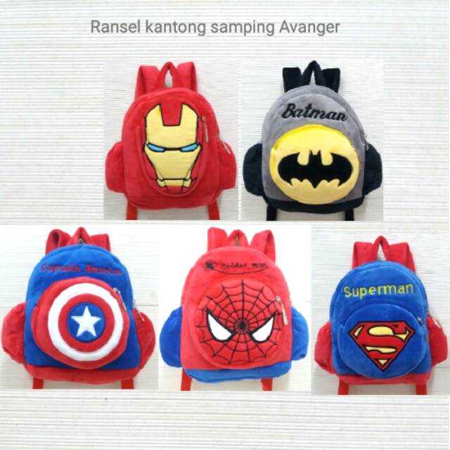 Tas Ransel anak paud boneka cowok ironman batman kapten Spiderman superman sekolah avanger paud kado