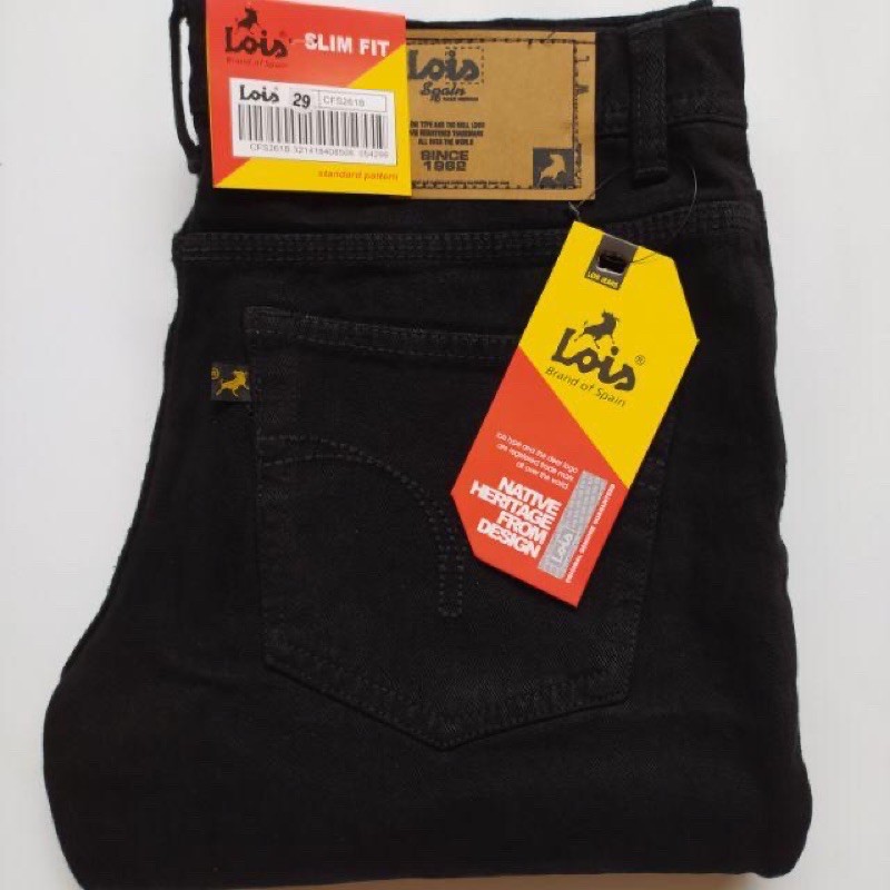 promo cuci gudang Celana panjang jeans pria lois terlaris termurah bisa bayar ditempat  [ COD ]-HITAM