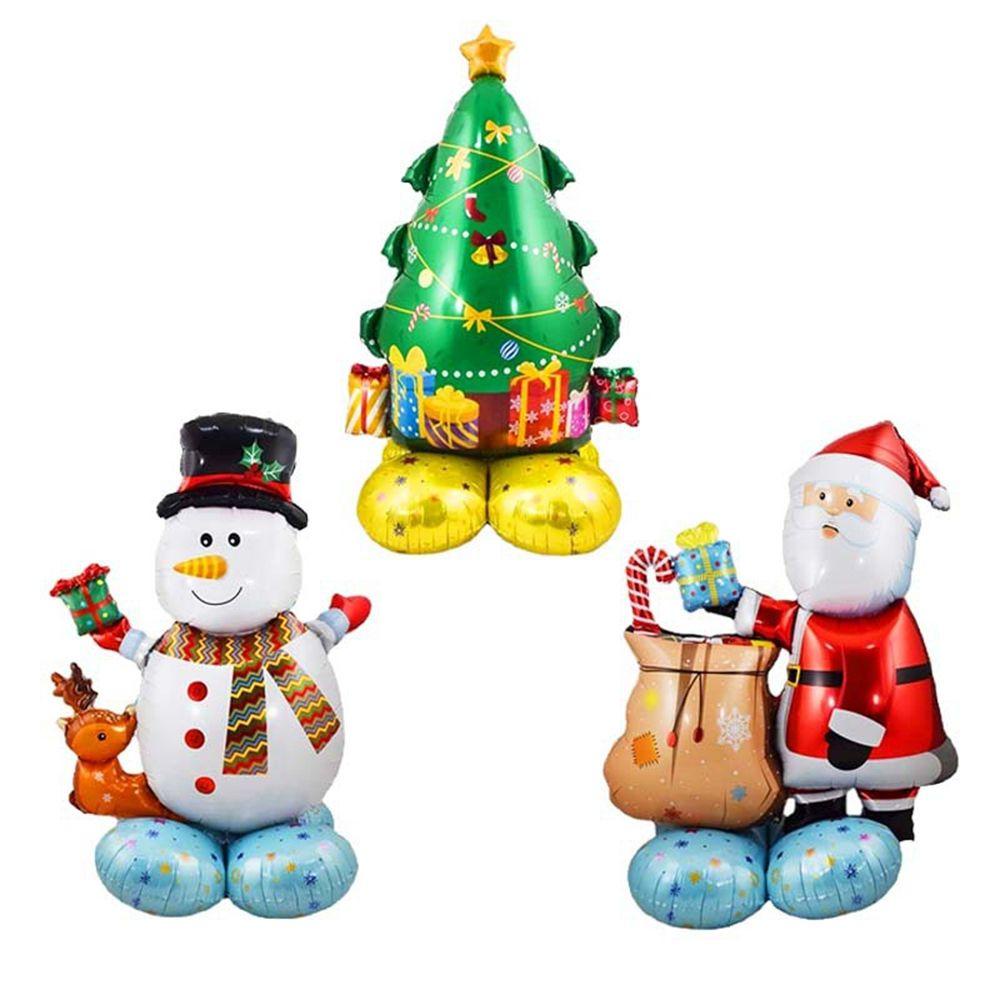 REBUY Standing Balon Tiup 1pcs Mainan Anak Santa, Snowman Shape Foil Christmas Series Santa Balon