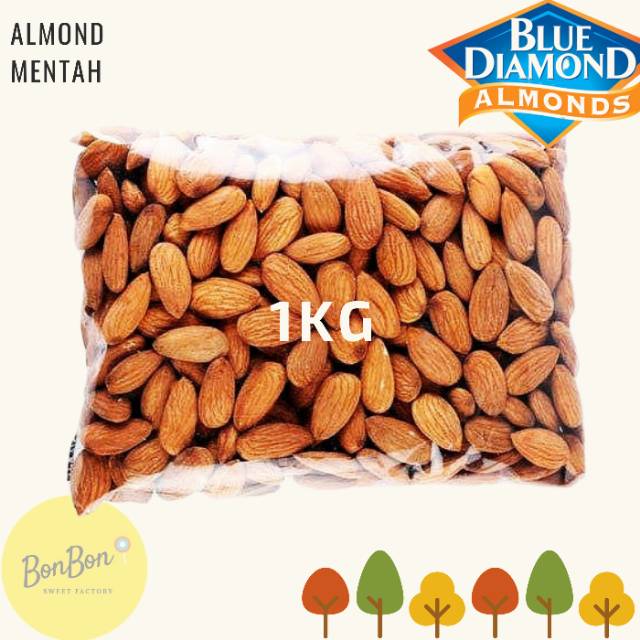 

Kacang Almond Mentah Kupas Utuh 1 Kg / Natural Raw Almon Blue Diamond / Bahan Susu Almond