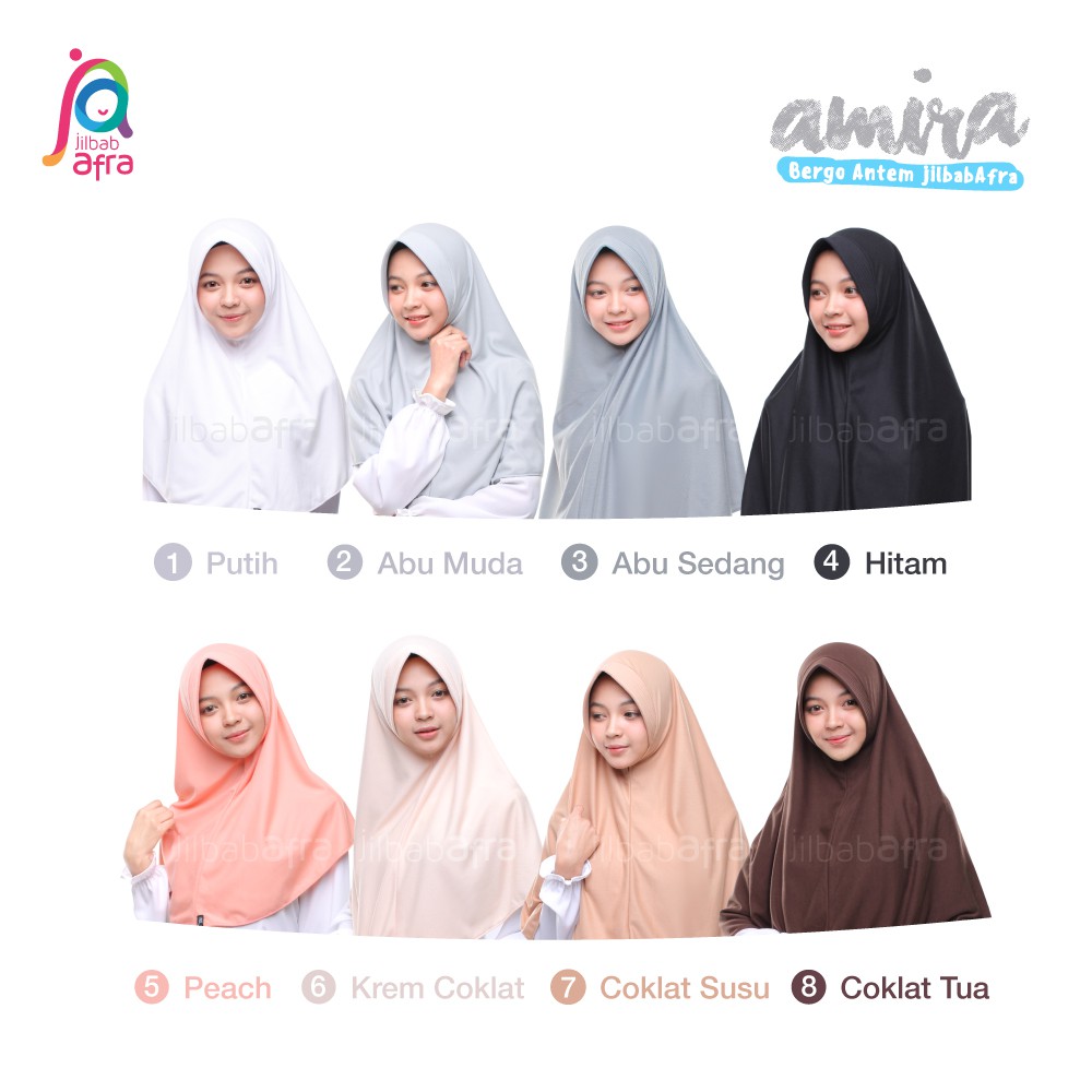 Jilbab Amira - Bergo Pet Antem - Jilbab Afra - Hijab Instan Bahan Kaos, Adem, Lembut & Nyaman