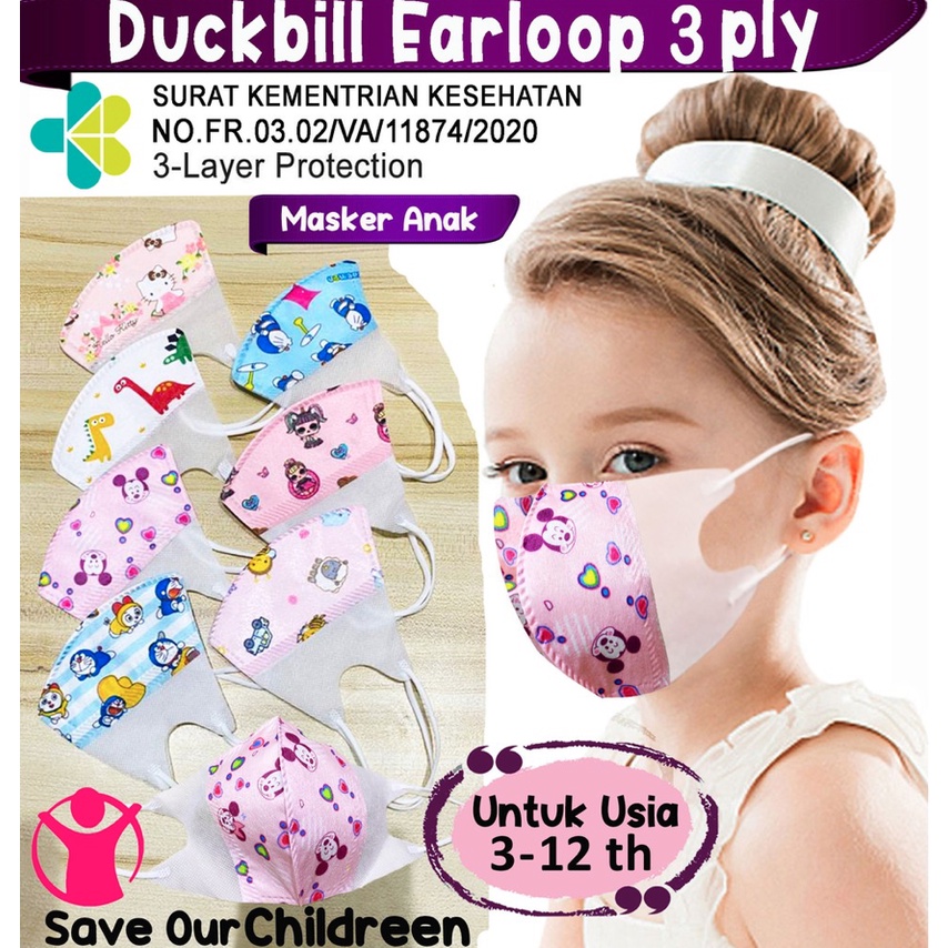 Masker Duckbill Anak | Masker Anak Duckbill 3ply | Masker Duckbill Anak Motif Lucu UniK