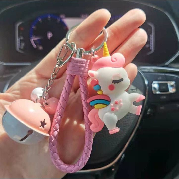 Gantungan Tas Unicorn dengan Motif Lonceng Sekolah Kunci Anak Cewek